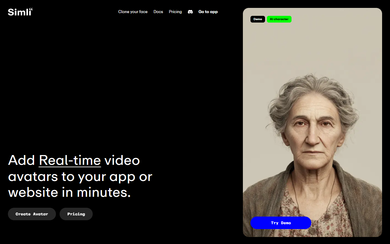 Simli homepage